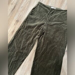 Vintage Hunter/Olive Green Velvet J Crew Pants w/ Front Zipper and Tie